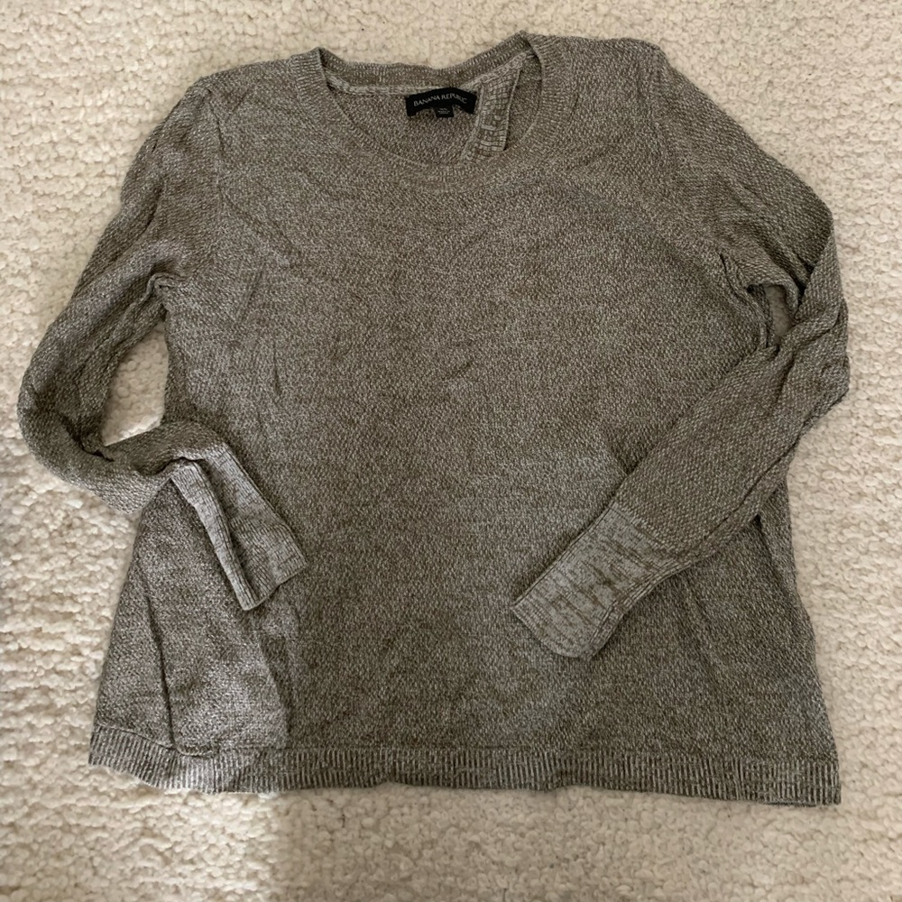 Marled olive sweater with open back detail